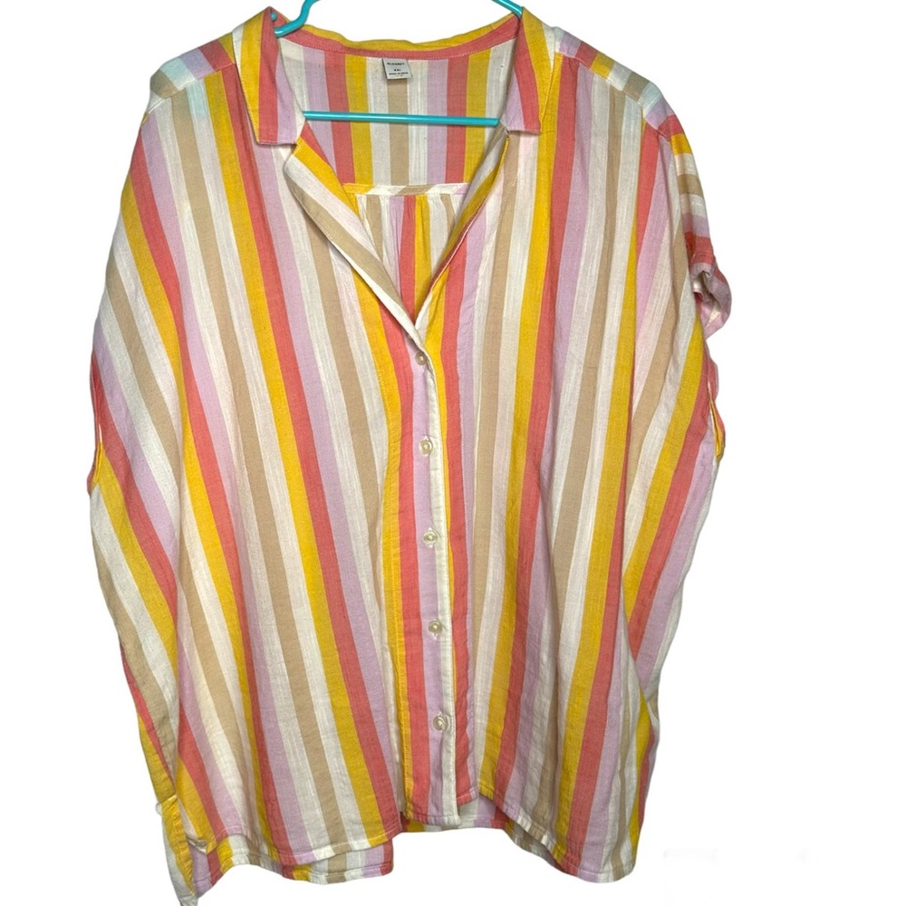 Old Navy Pastel Rainbow Striped Flowy Sleeveless Blouse, Women’s Plus Size 2X